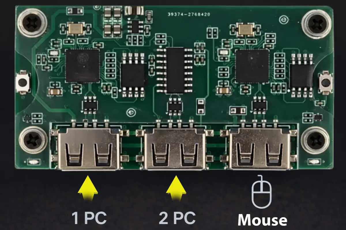 Esquema de conexión de Makcu para dos PCs