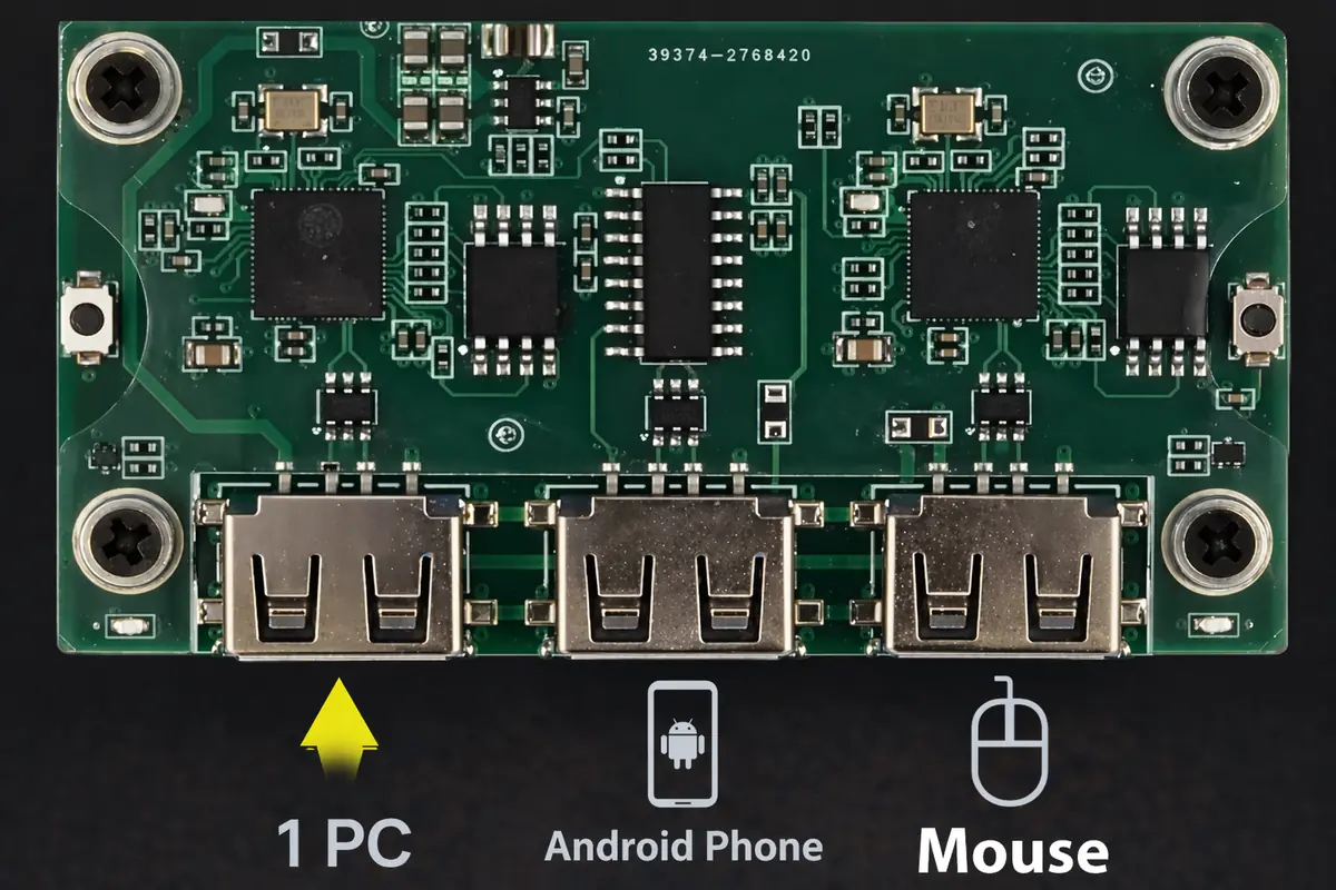Esquema de conexión de Makcu para PC y teléfono