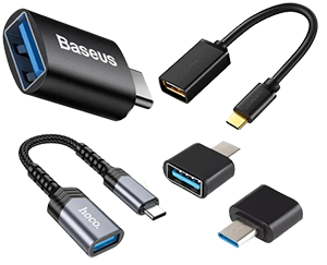 Exemple d'adaptateur OTG USB-A vers Type-C pour téléphone Android